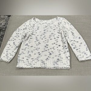 American Eagle Outfitters White and Navy Speckled Sweater